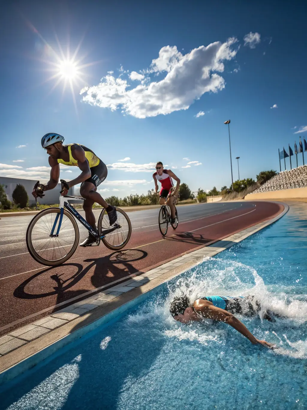 A photograph capturing a diverse group of athletes participating in a local sports event, symbolizing the organization's commitment to promoting widespread participation in sports.