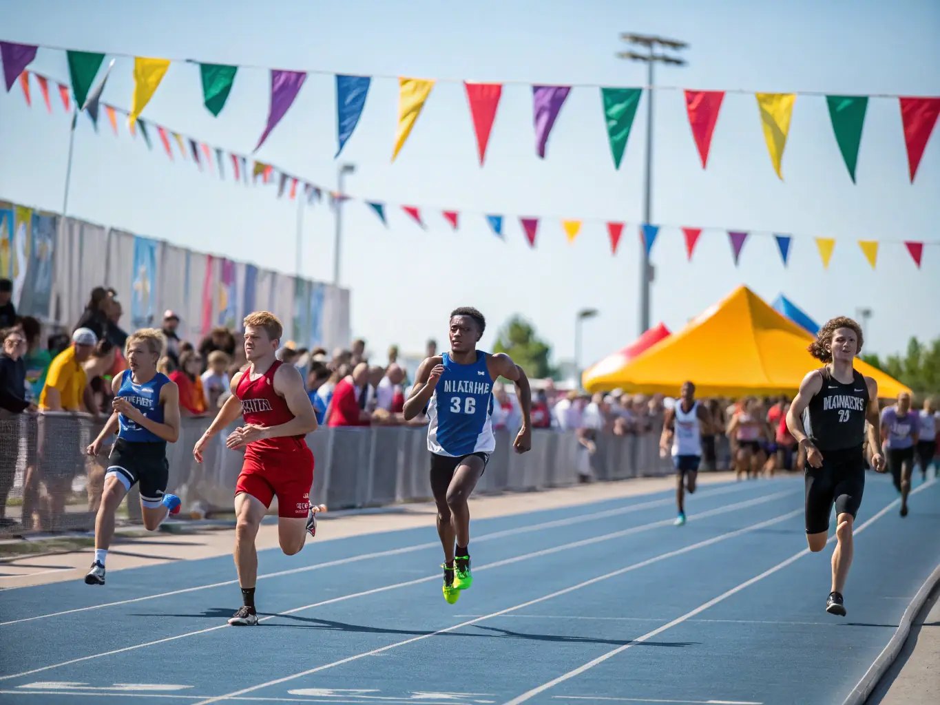 A vibrant image showcasing young athletes participating in a track and field event, symbolizing youth sports development and community engagement in Cote d'Or.